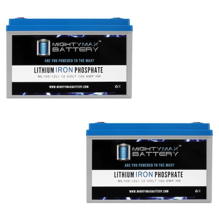 12V 100AH Lithium Replacement Battery Compatible With Home Boat, Yacht - 2PK